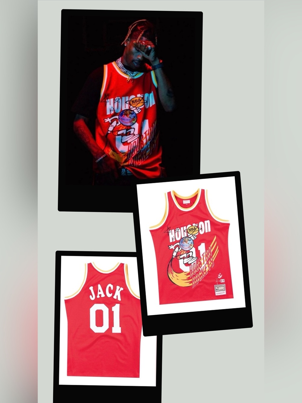 Cactus Jack By Travis Scott Mitchell Ness Astroworld Houston Rockets NBA Jersey